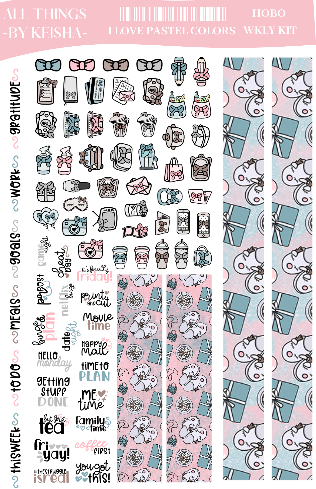 I LOVE PASTEL COLORS HOBO WEEKLY KIT