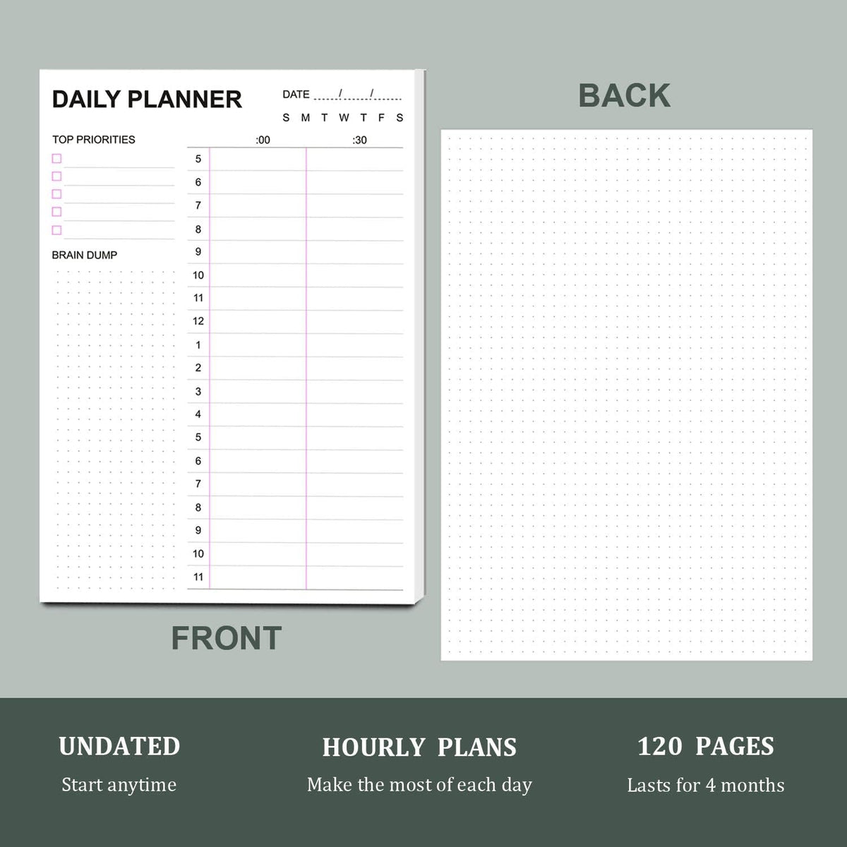 Keke’s Daily Planner – Undated To-Do List Notepad, 7 × 10