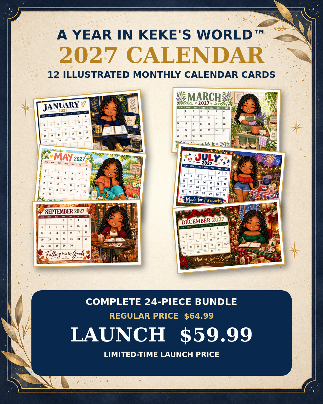 A YEAR IN MINI KEKE'S WORLD - STICKER/ CALENDAR BUNDLE 2027