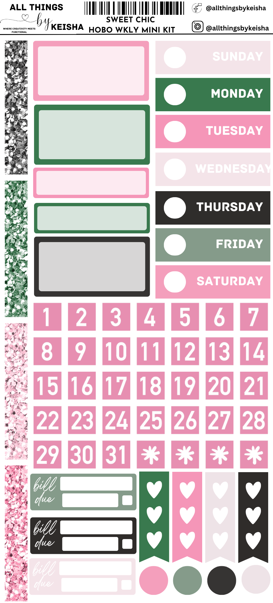 SWEET CHIC HOBO WEEKS WEEKLY KIT