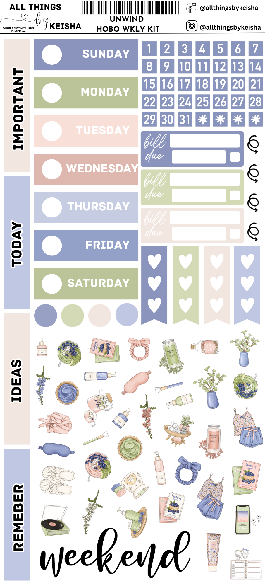 UNWIND HOBO WEEKS WEEKLY KIT