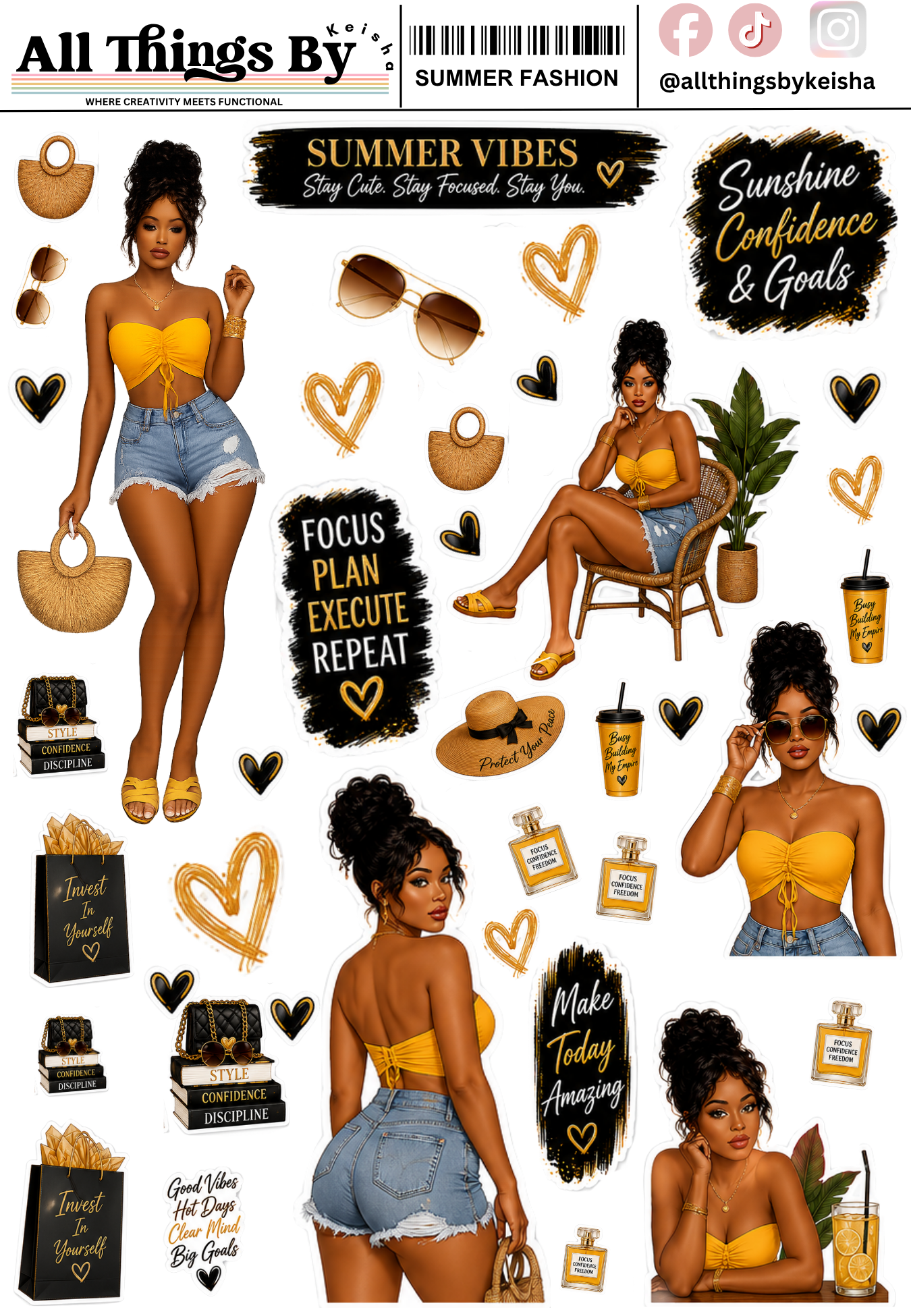 SUMMER FASHION STICKER SHEETS