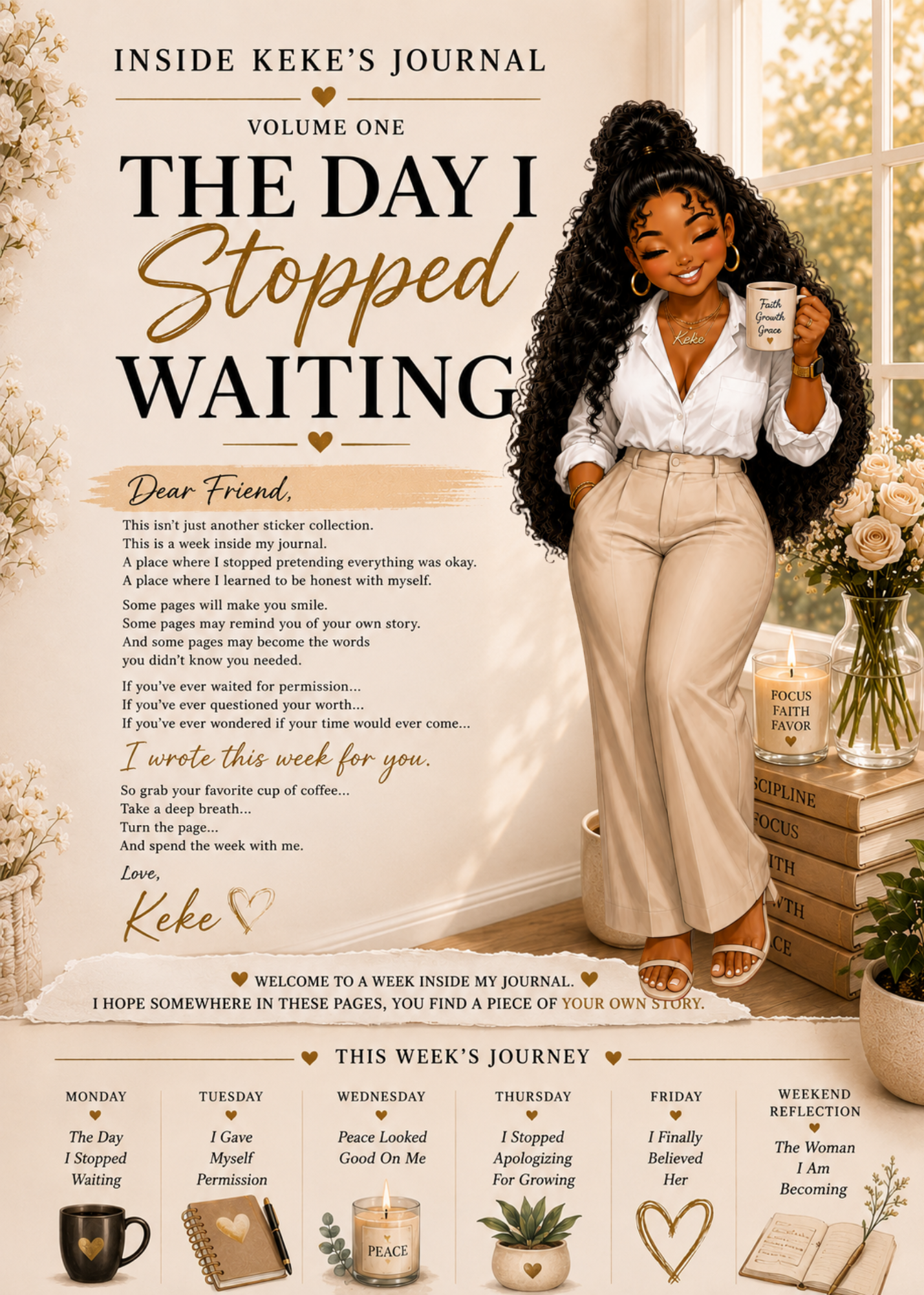 THE DAY I STOPPED WAITING JOURNAL KIT ALL THINGS BY KESHA: Planner Stickers,LLC