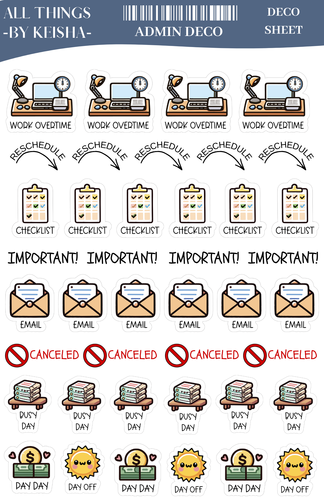ADMIN STICKER SHEET – ALL THINGS BY KESHA: Planner Stickers,LLC