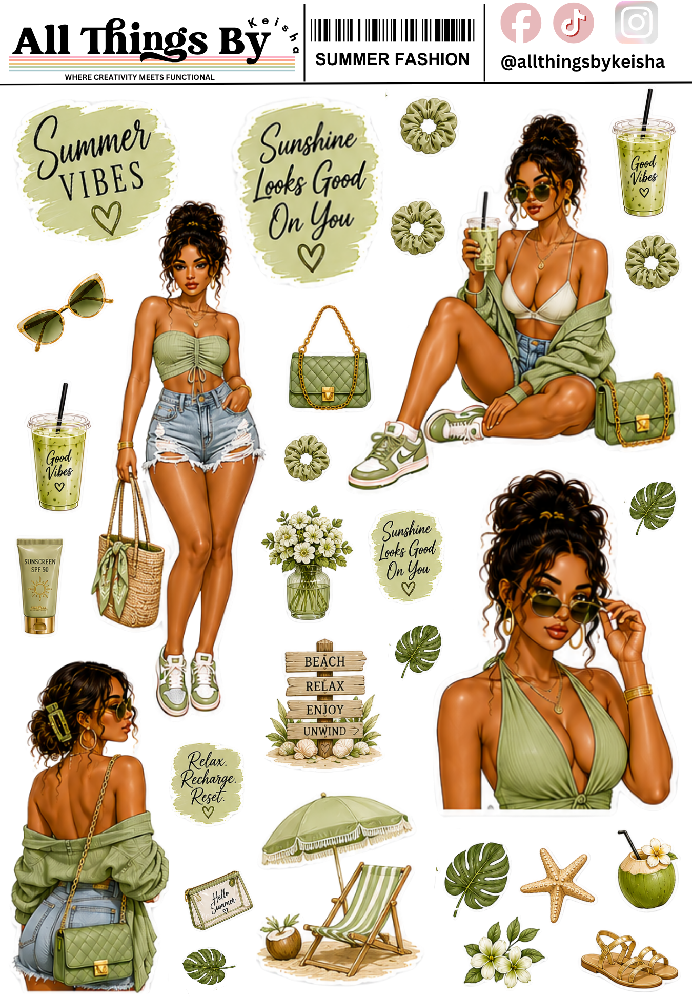 SUMMER FASHION STICKER SHEETS