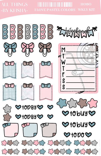 I LOVE PASTEL COLORS HOBO WEEKLY KIT
