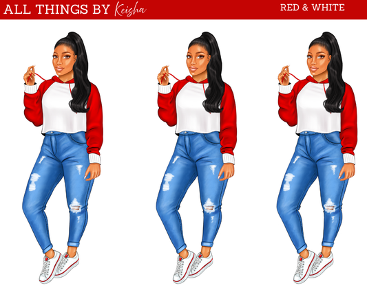 RED & WHITE SORORITY INSPIRED DOLL ALL THINGS BY KESHA: Planner Stickers,LLC