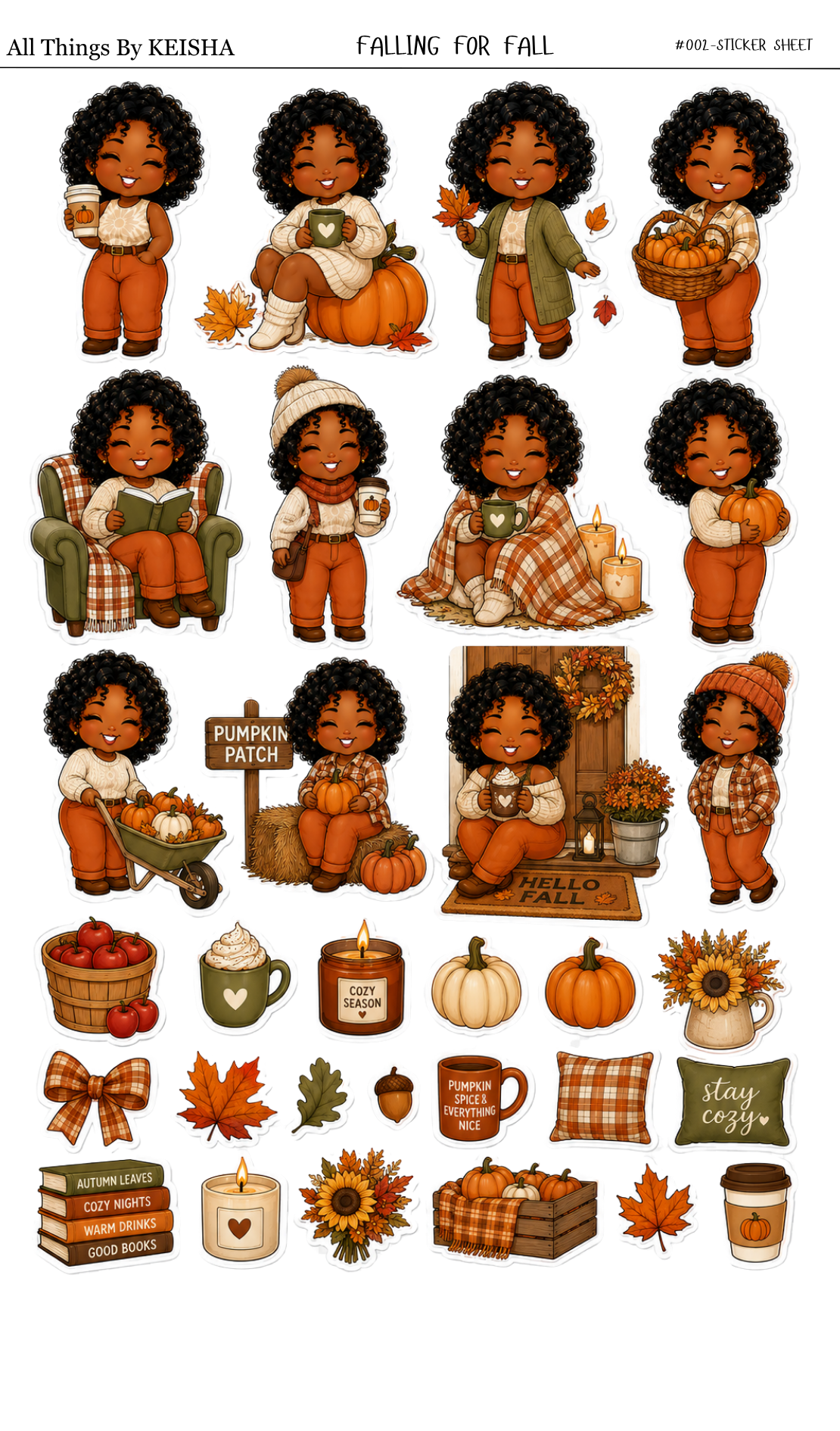 Mini Keke Falling for Fall Sticker Sheet