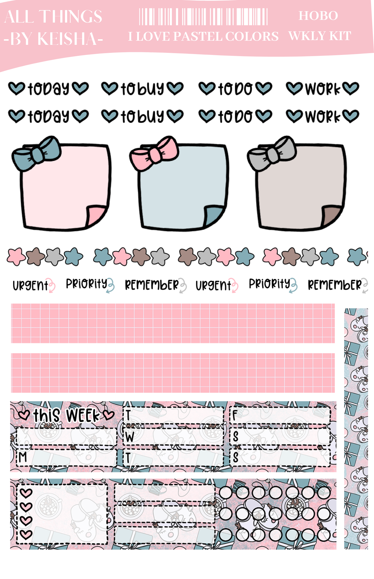 I LOVE PASTEL COLORS HOBO WEEKLY KIT