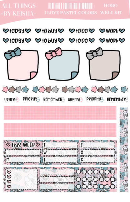 I LOVE PASTEL COLORS HOBO WEEKLY KIT