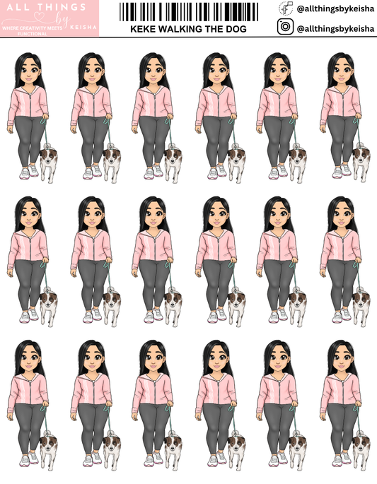 KEKE WALKING THE DOG ICON ALL THINGS BY KESHA: Planner Stickers,LLC