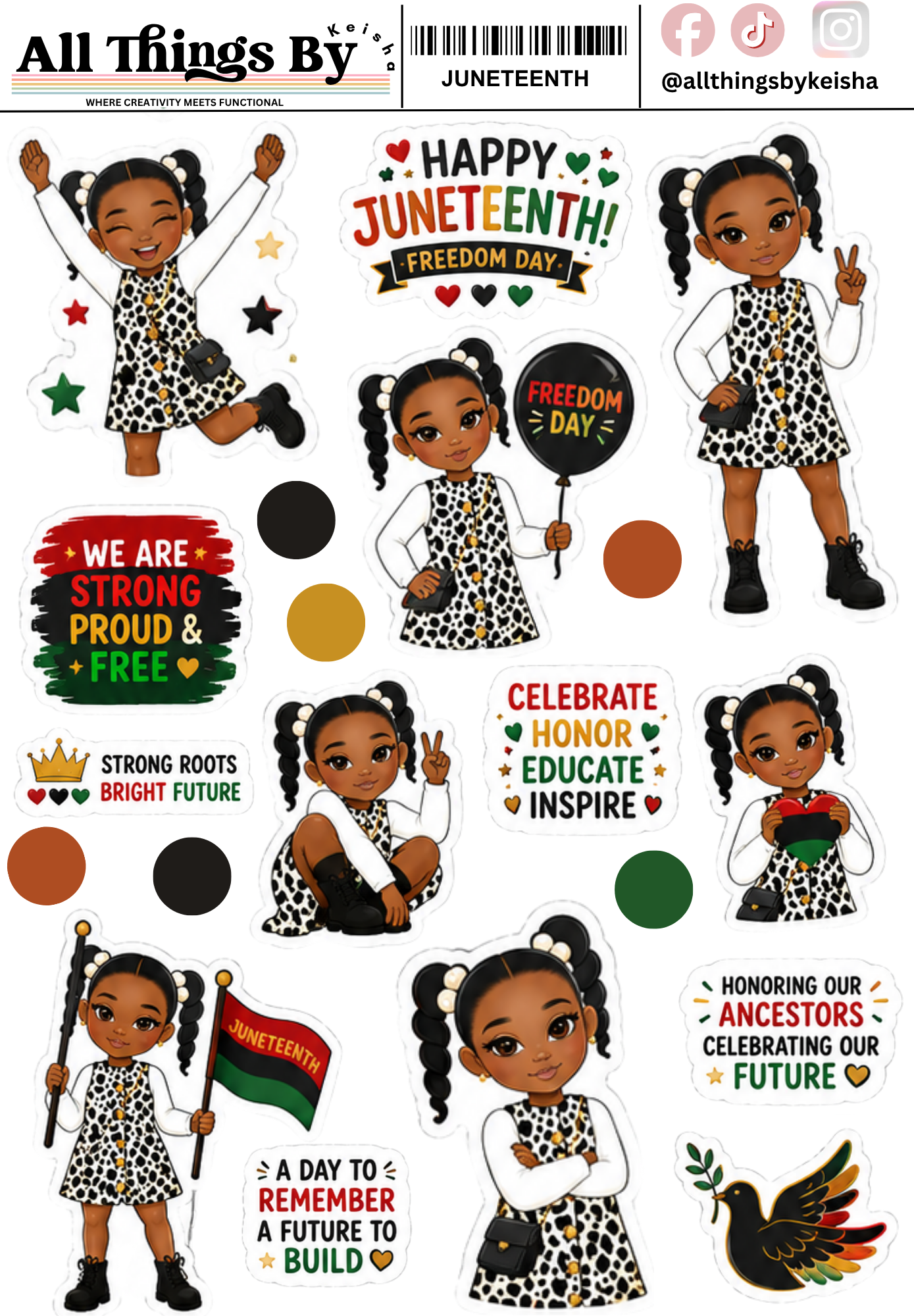 Glam Kids Celebrate Juneteenth  Planner Stickers for Journals & Scrapbooks