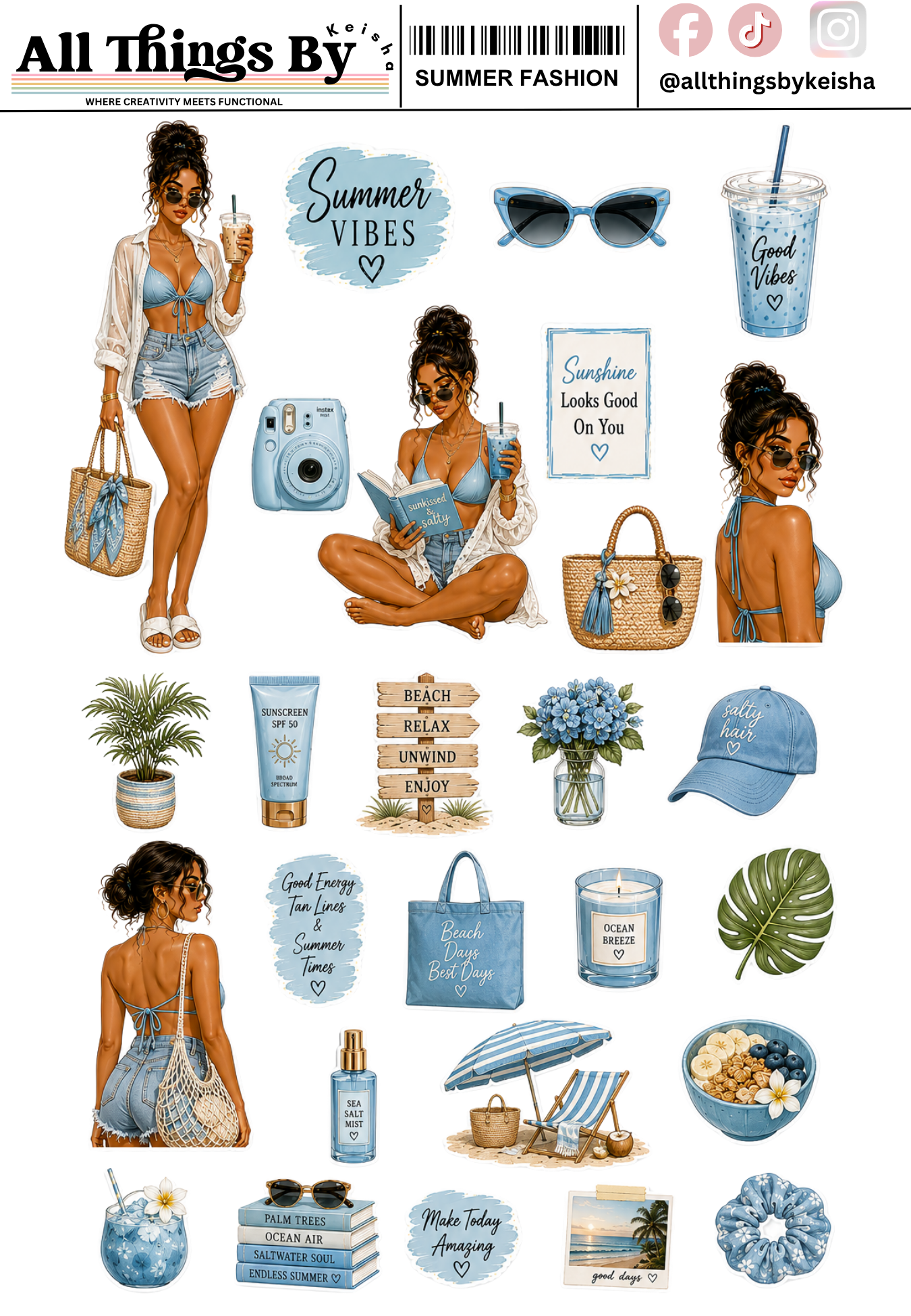 SUMMER FASHION STICKER SHEETS