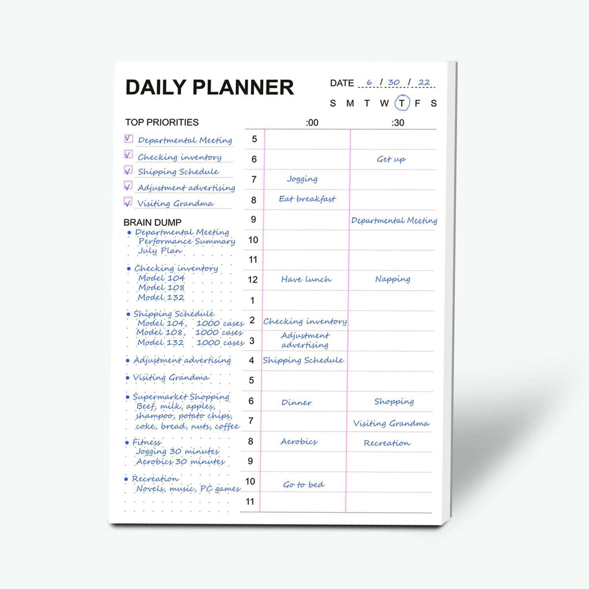 Keke’s Daily Planner – Undated To-Do List Notepad, 7 × 10