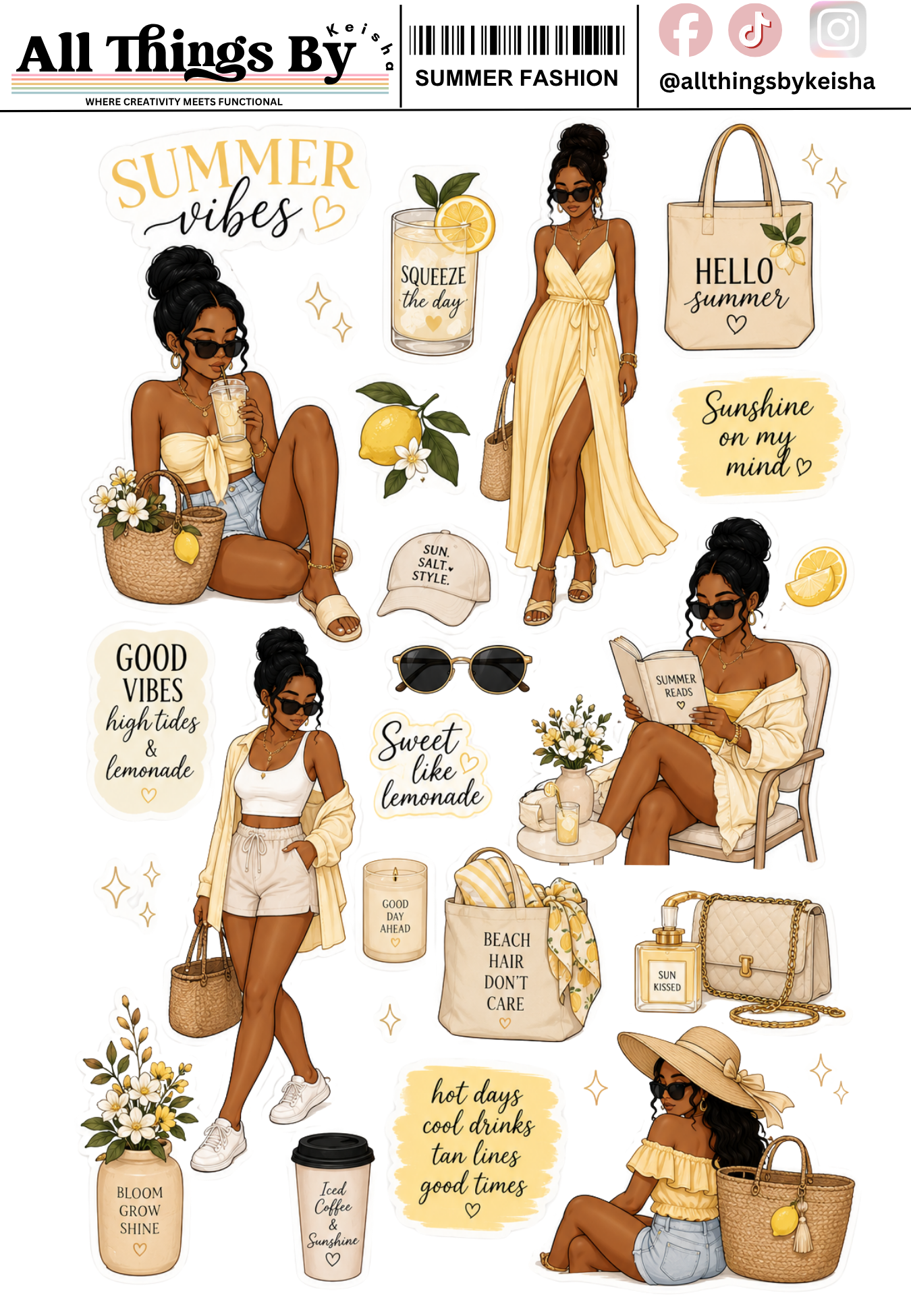 SUMMER FASHION STICKER SHEETS