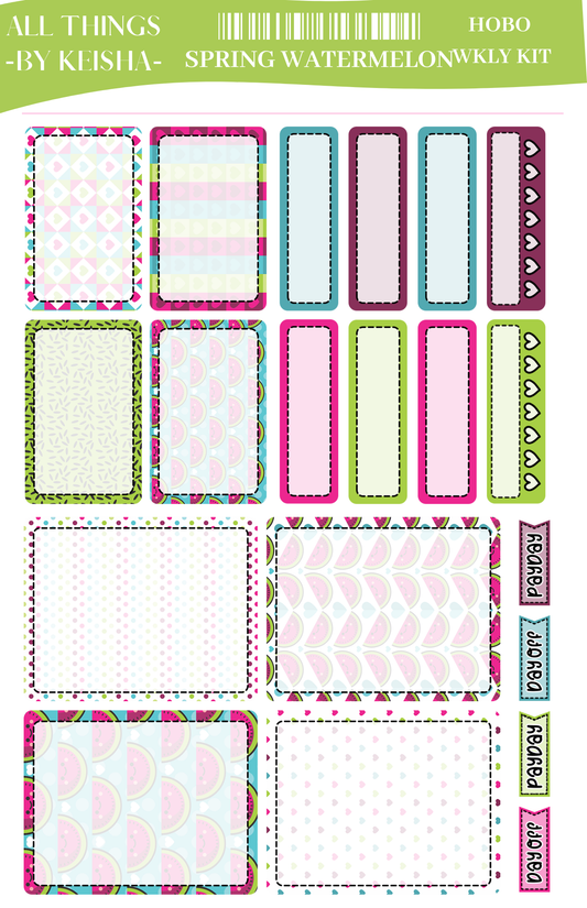 SPRING WATERMELON HOBO KIT ALL THINGS BY KESHA: Planner Stickers,LLC