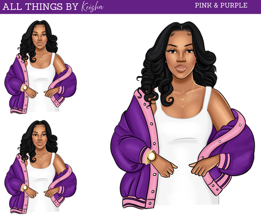 PINK & PURPLE SORORITY INSPIRED DOLL ALL THINGS BY KESHA: Planner Stickers,LLC