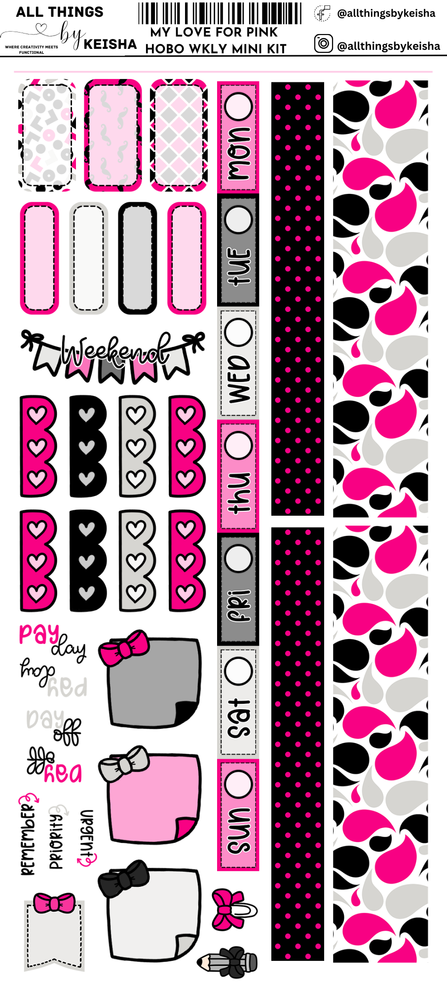 MY LOVE FOR PINK HOBO WEEKS WEKLY KIT