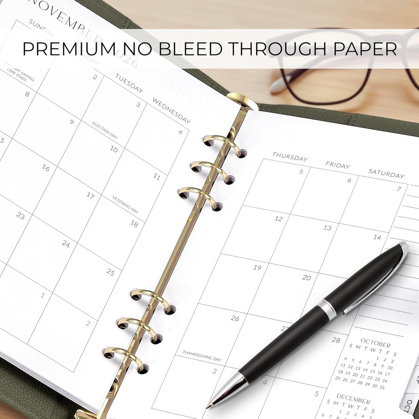 ATBK 2026-2027 Monthly Planner Inserts for 6 Ring Binders