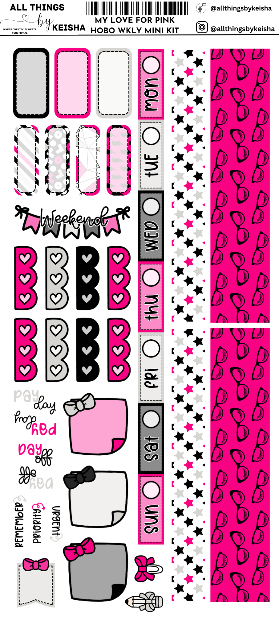 MY LOVE FOR PINK HOBO WEEKS WEKLY KIT