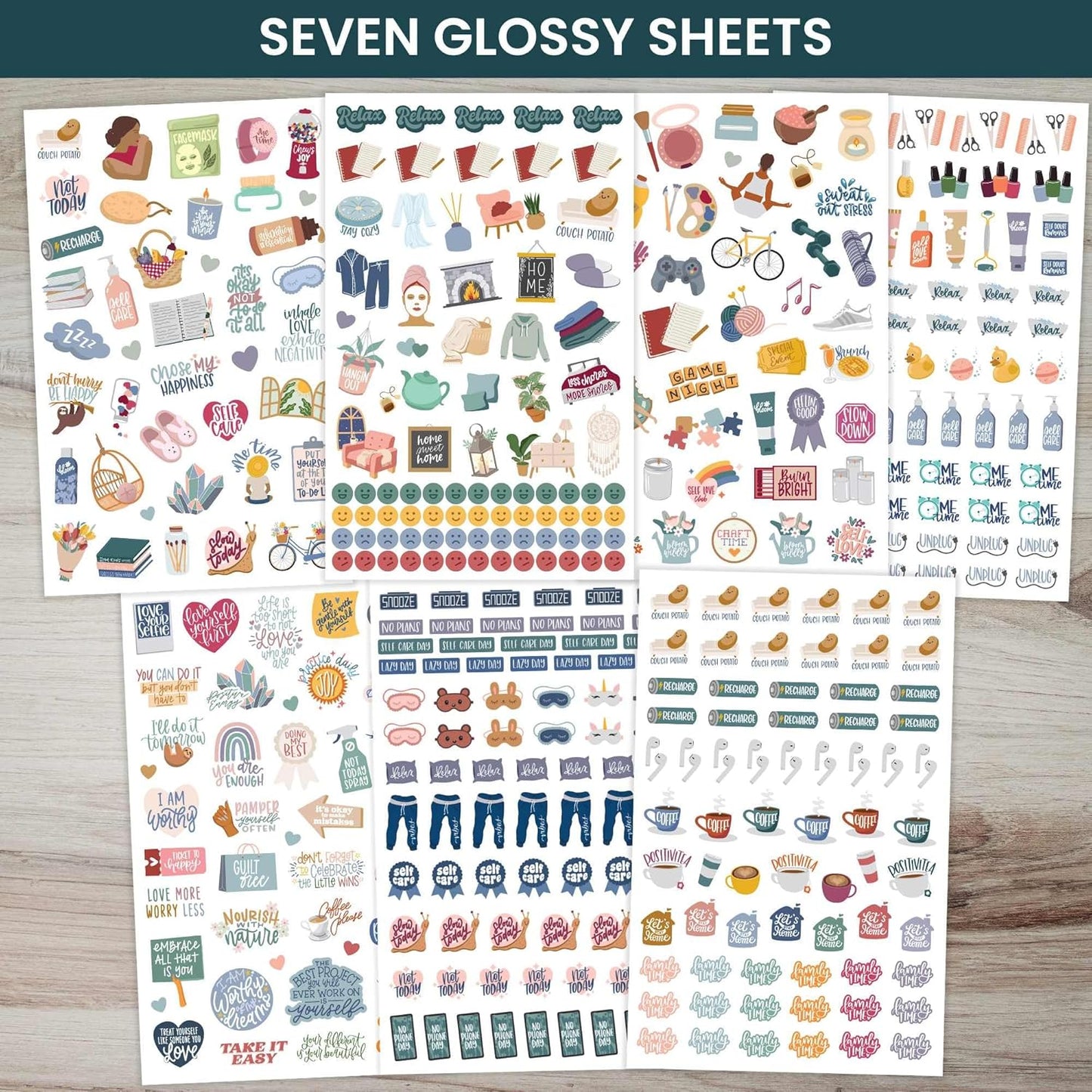 Self-Care Planner Sticker Pack - 8 Sheets