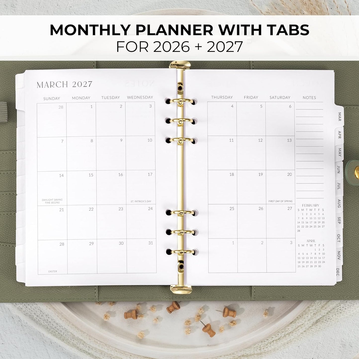 ATBK 2026-2027 Monthly Planner Inserts for 6 Ring Binders