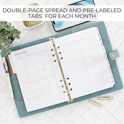 ATBK 2026-2027 Monthly Planner Inserts for 6 Ring Binders