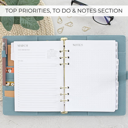 ATBK 2026-2027 Monthly Planner Inserts for 6 Ring Binders