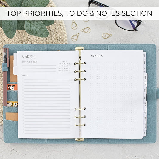 ATBK 2026-2027 Monthly Planner Inserts for 6 Ring Binders
