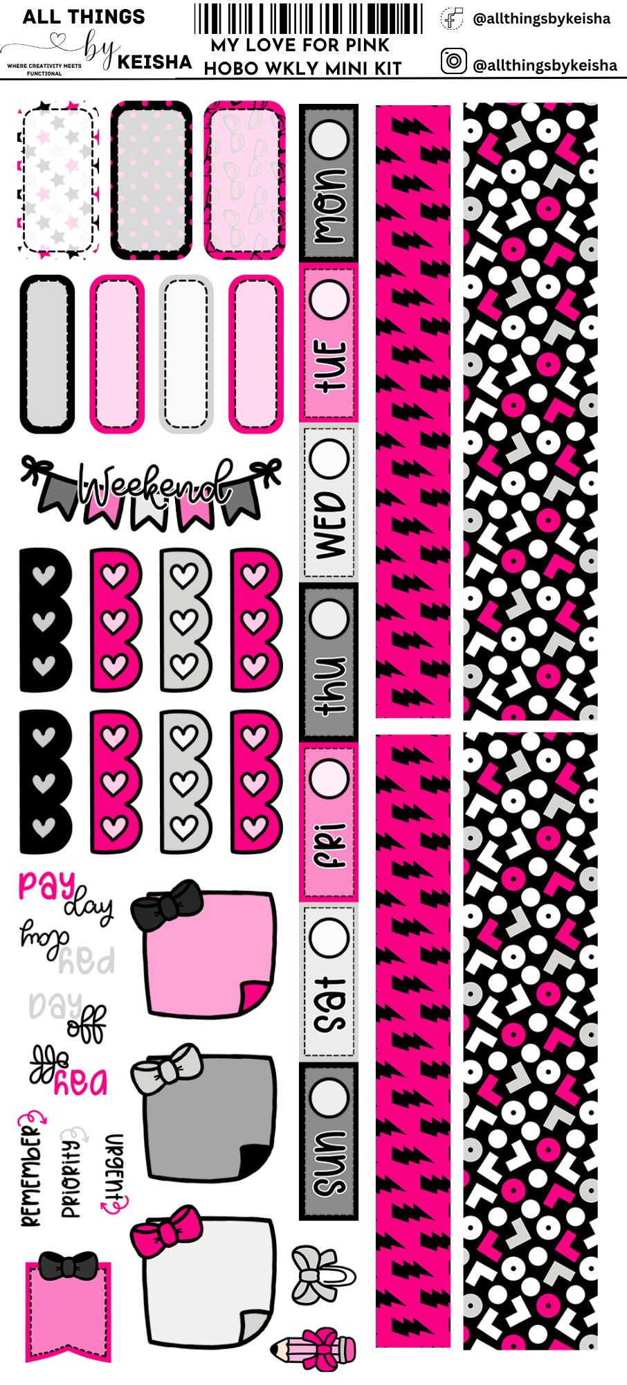 MY LOVE FOR PINK HOBO WEEKS WEKLY KIT