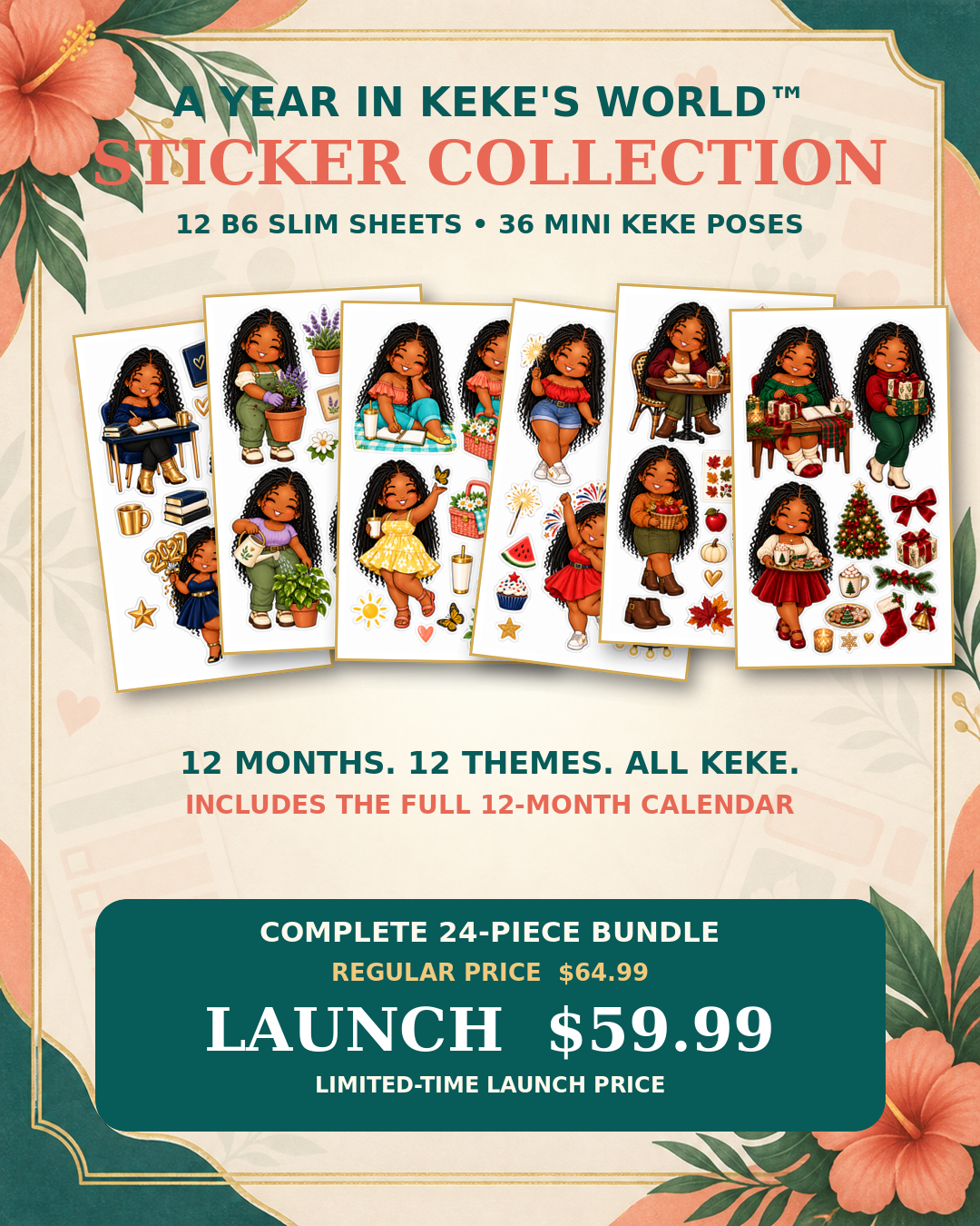 A YEAR IN MINI KEKE'S WORLD - STICKER/ CALENDAR BUNDLE 2027