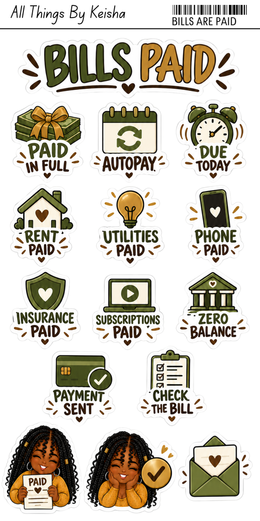 KEKE'S BUDGET STICKERS - BILLS