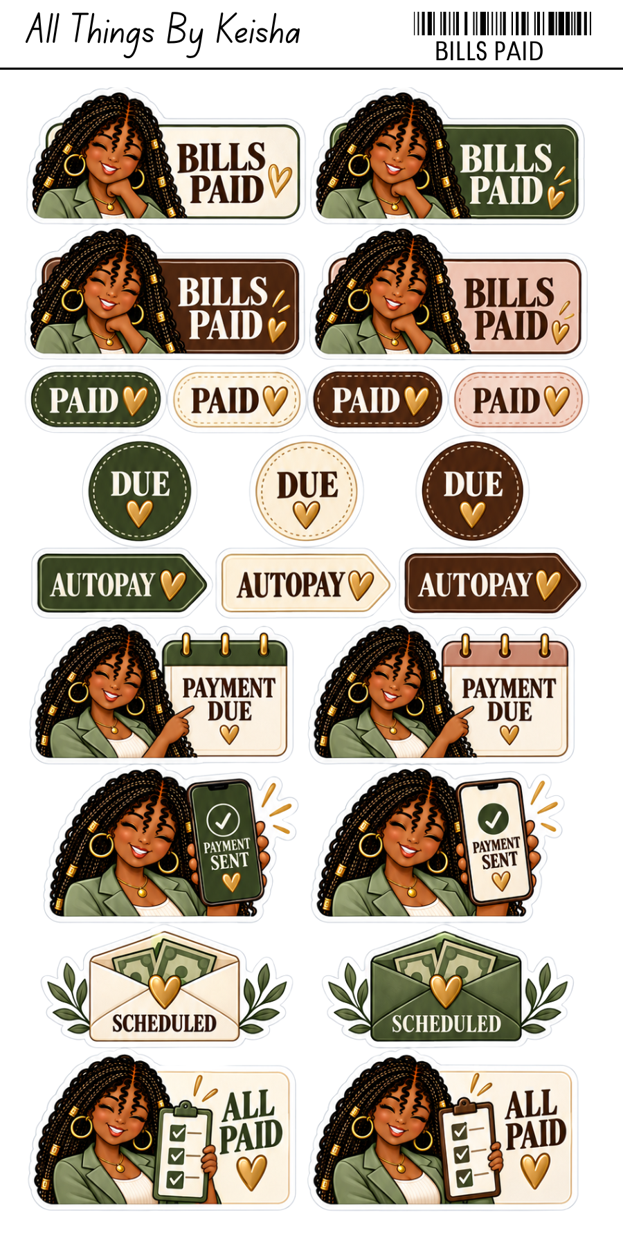 KEKE'S BUDGET STICKERS - BILLS