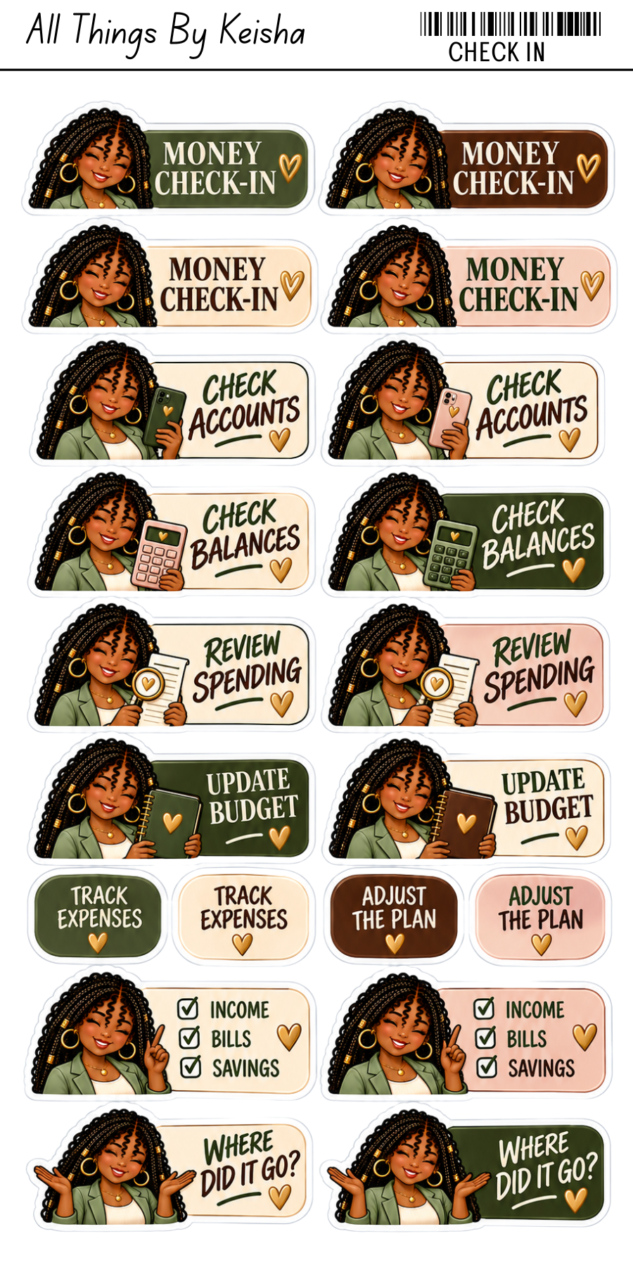 KEKE'S BUDGET STICKERS - CHECK IN