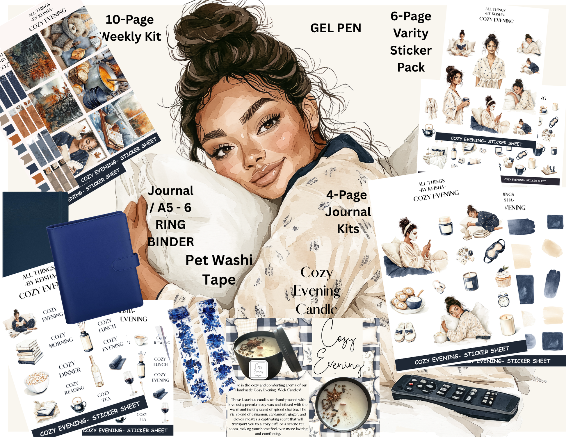 COZY EVENING - FULL PLANNER BOX ALL THINGS BY KESHA: Planner Stickers,LLC