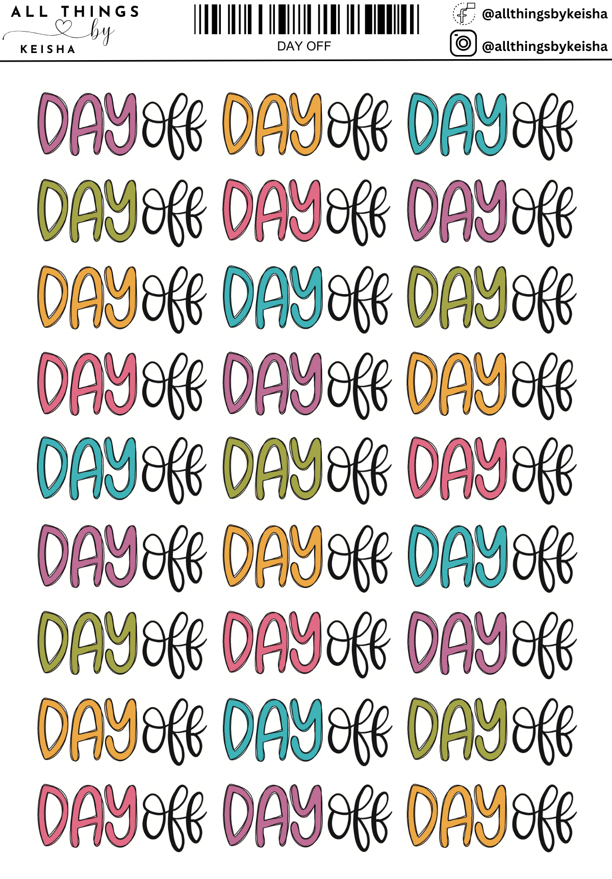 DAY OFF SCRIPT STICKERS