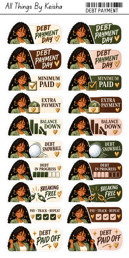 KEKE'S BUDGET STICKERS- DEBT PAYMENT
