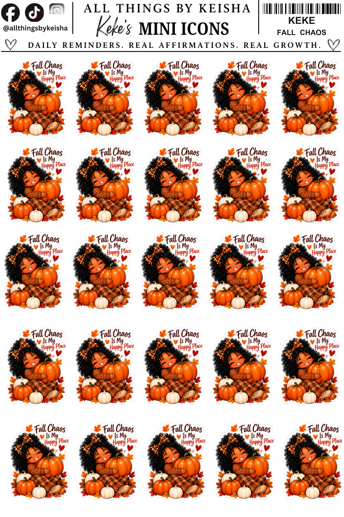 Mini Keke Fall Chaos Icons - Planner Stickers