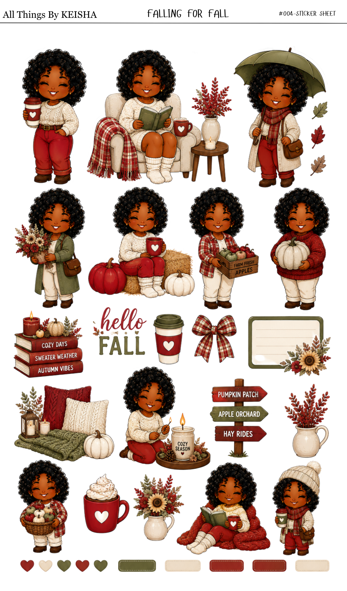 Mini Keke Falling for Fall Sticker Sheet