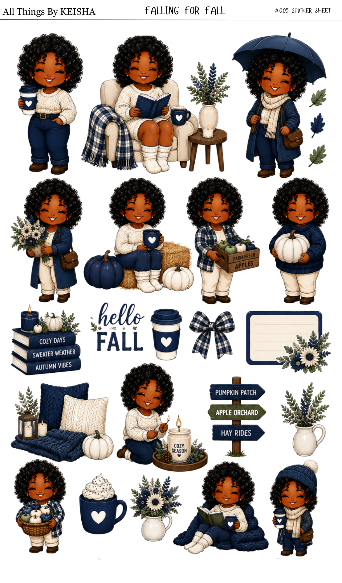 Mini Keke Falling for Fall Sticker Sheet
