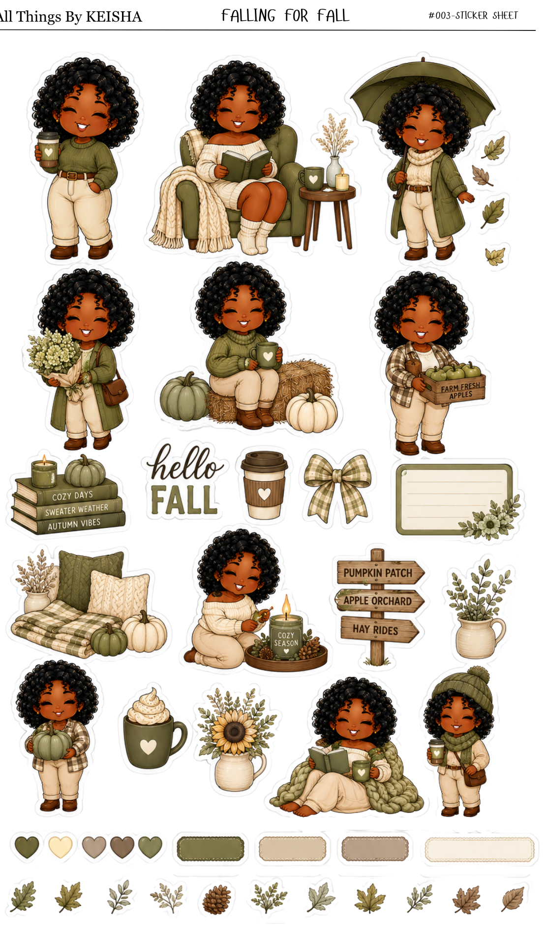 Mini Keke Falling for Fall Sticker Sheet