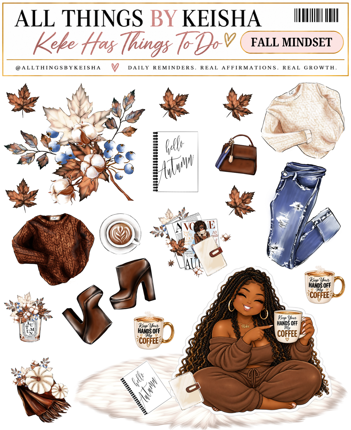 Fall Mindset | 2-Page Functional Planner Sticker Kit