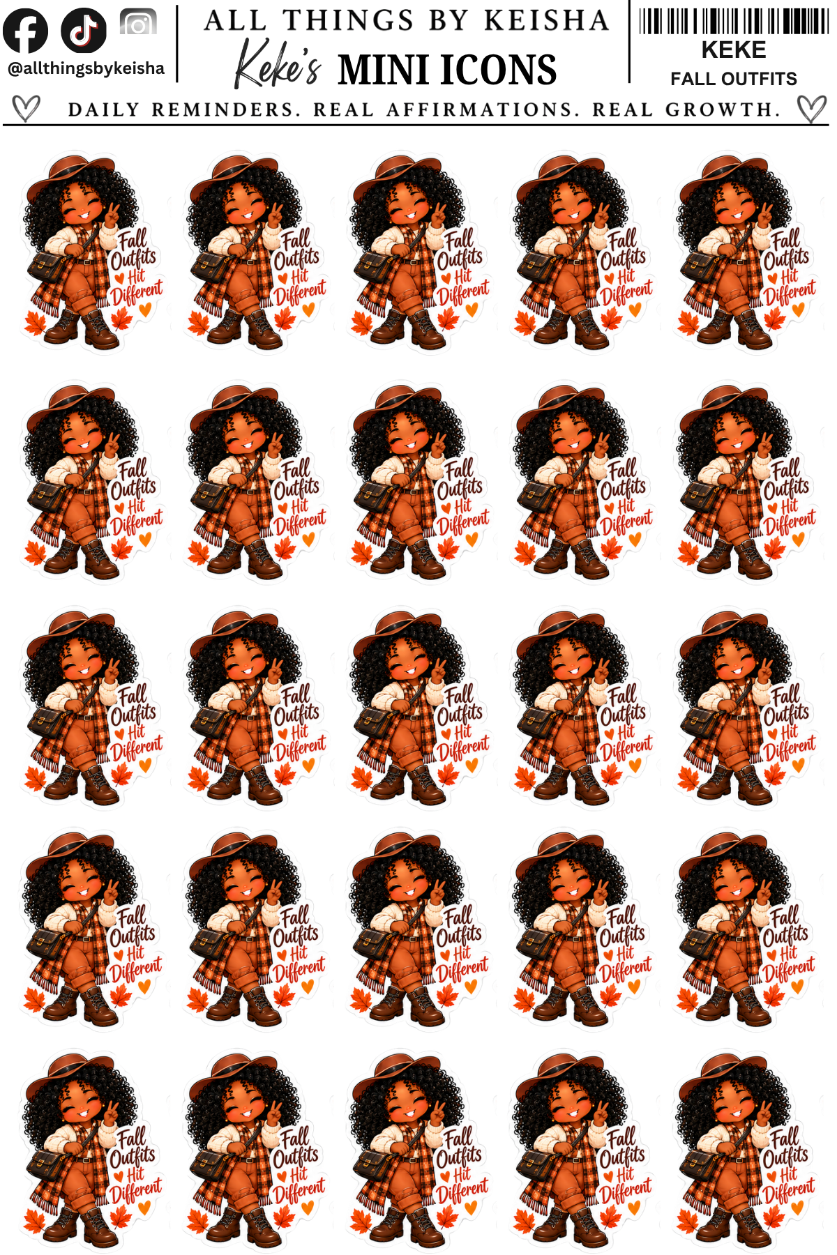 Mini Keke Fall Chaos Icons - Planner Stickers