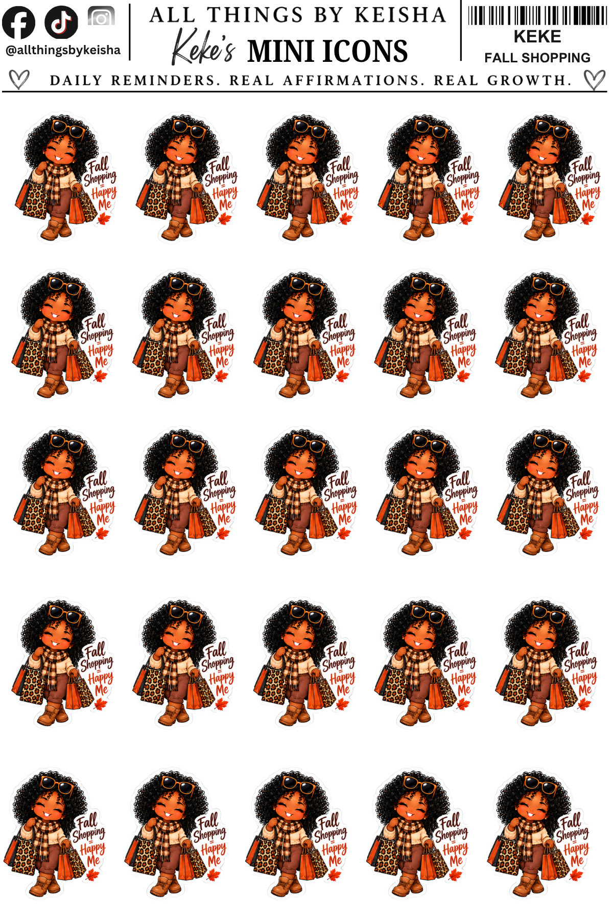 Mini Keke Fall Chaos Icons - Planner Stickers