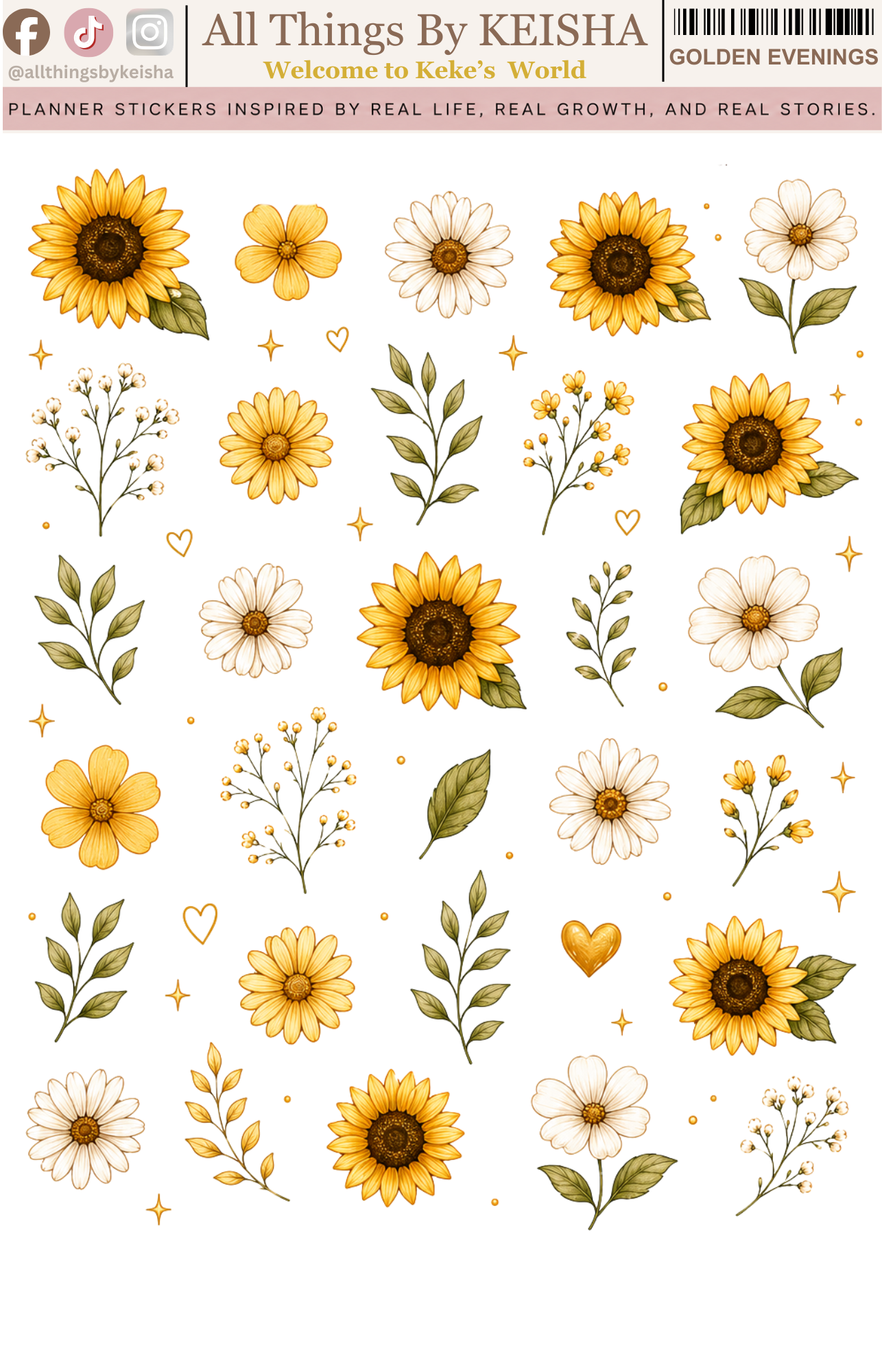 GOLDEN SUMMER DOODLE FLOWERS