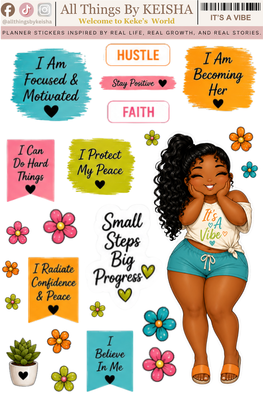IT'S A VIBE DAILY REMINDER KIT ALL THINGS BY KESHA: Planner Stickers,LLC