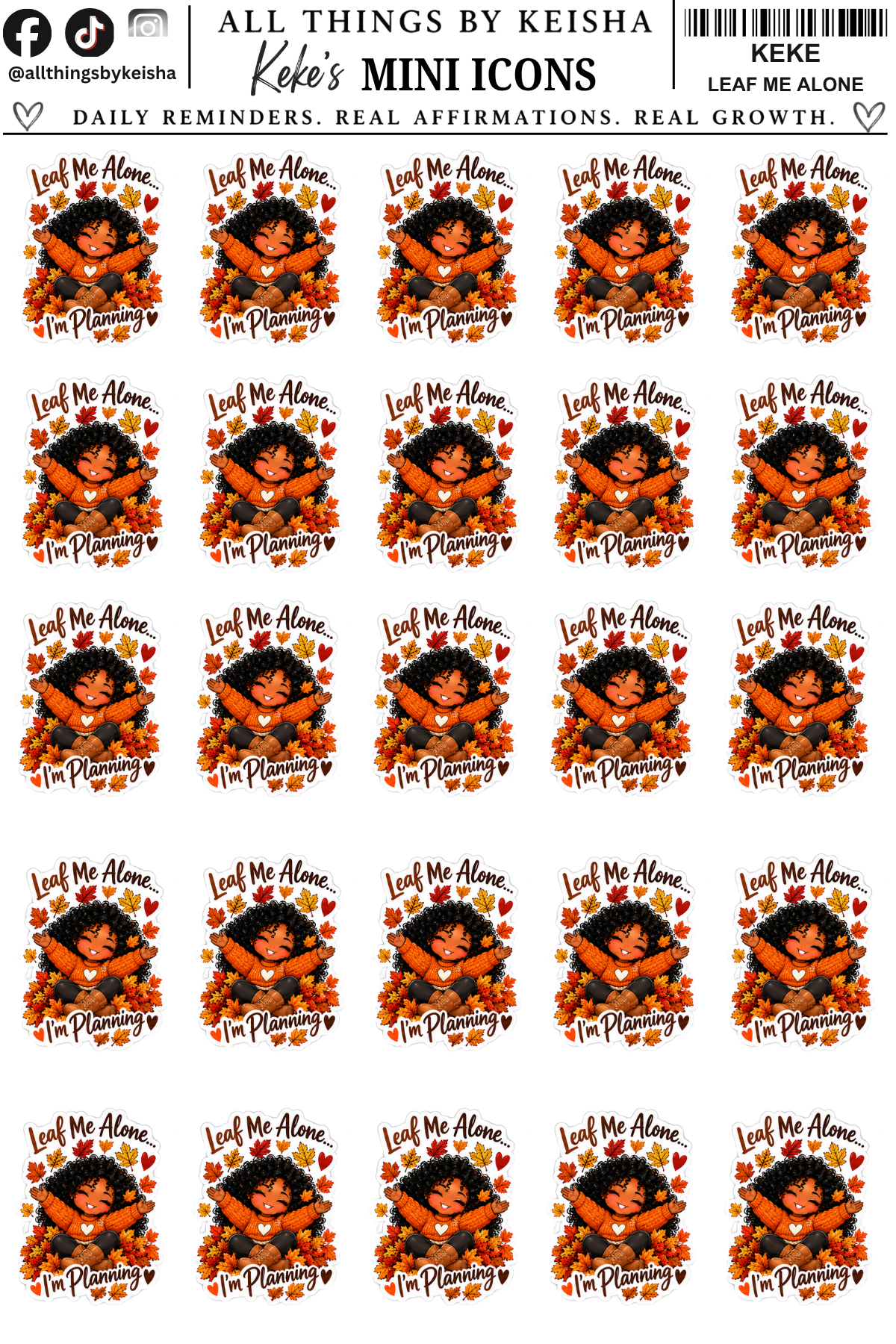 Mini Keke Fall Chaos Icons - Planner Stickers