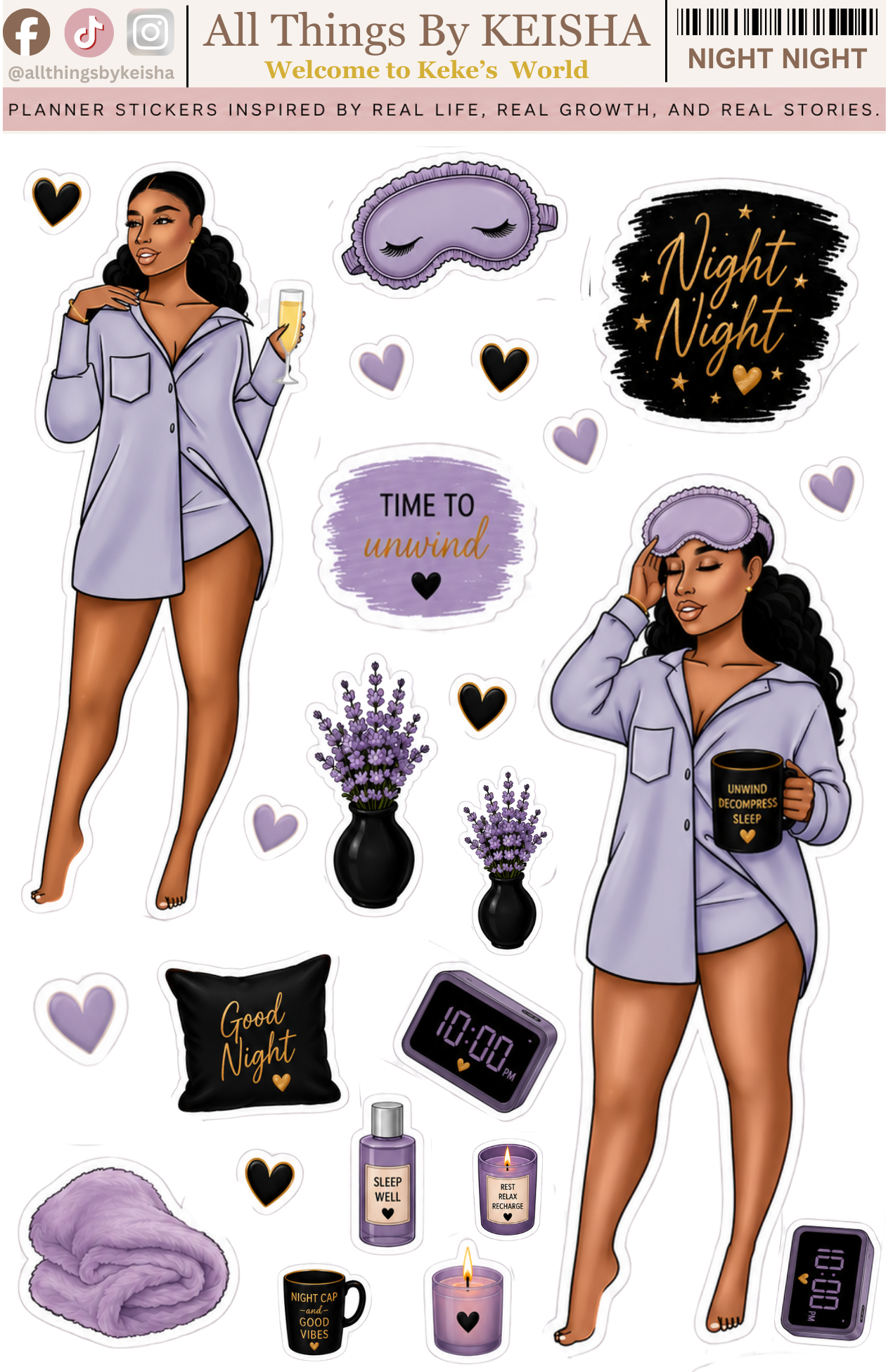 NIGHT NIGHT DECO STICKER SHEET