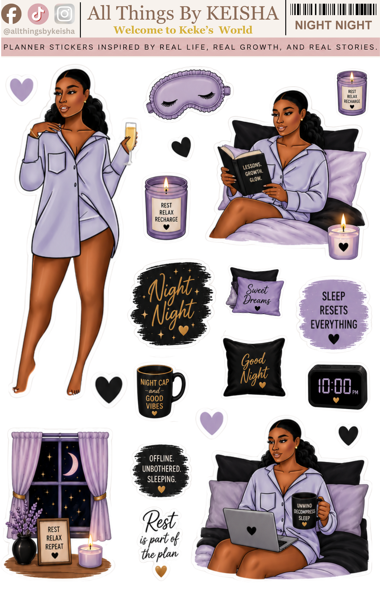 NIGHT NIGHT DECO STICKER SHEET