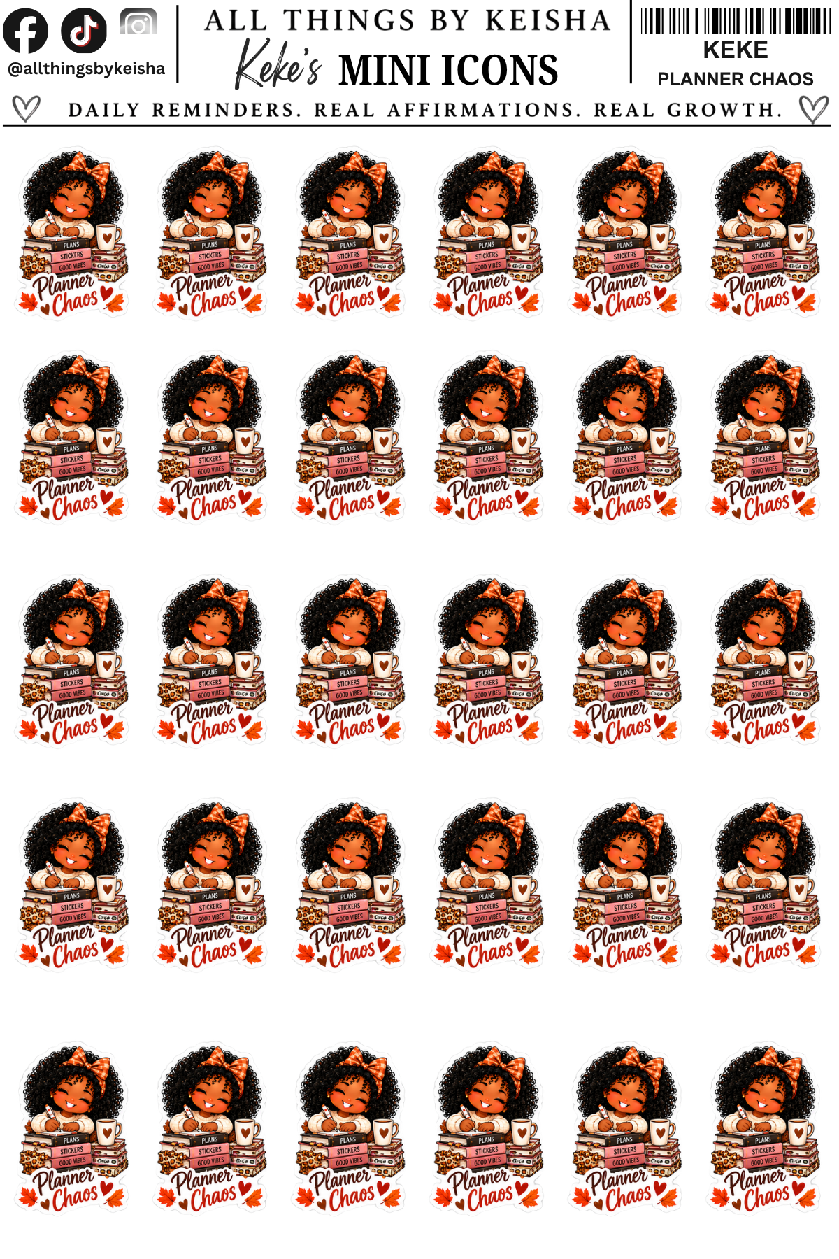 Mini Keke Fall Chaos Icons - Planner Stickers